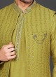 Lucknowi Work Nehru Jacket Set For Groom